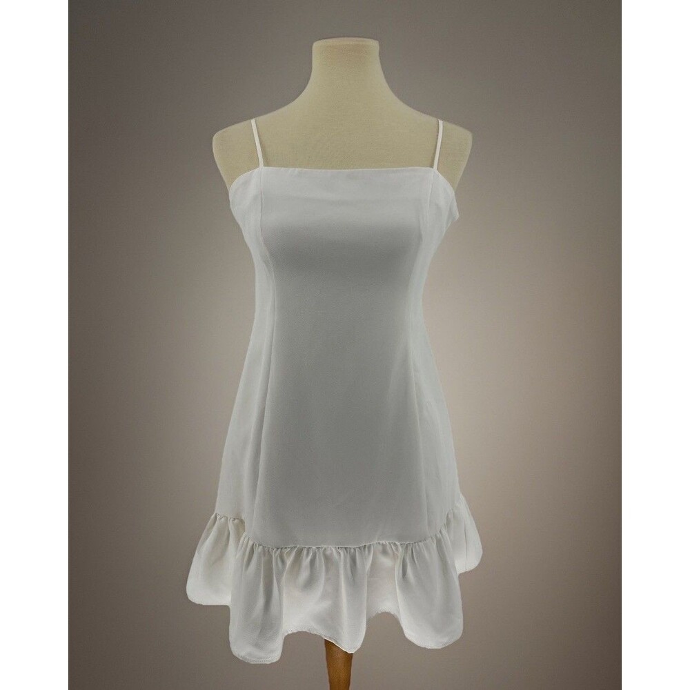 Glam. White Tiered Mini Dress Bridal Sz Small